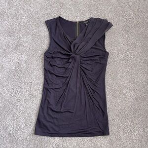 Ann Taylor Mixed Media Deep Purple Eggplant Mixed Media Blouse - Size XS